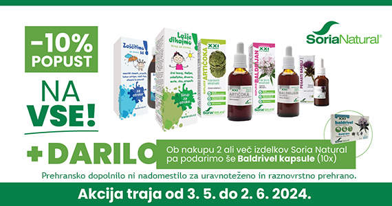 Vsi izdelki Soria Natural so vam na voljo 10% ugodneje