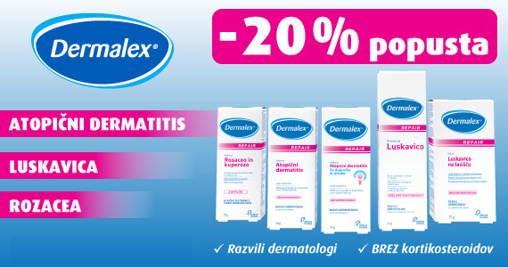 Dermalex - Odpravlja simptome atopičnega dermatitisa, luskavice in rdečice. Sedaj 20% ugodneje! 