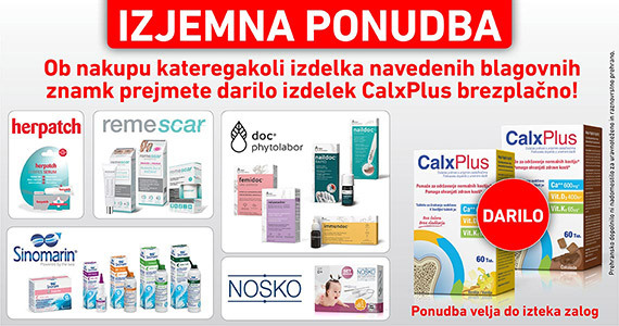 Ob nakupu izbranih izdelkov vam podarimo CalxPlus žvečljive tablete.