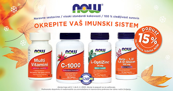 Izbrani izdelki NOW za podporo imunskemu sistemu so vam na voljo 15% ugodneje.