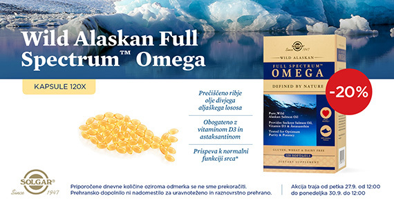 Solgar Wild Alaskan Full Spectrum Omega vam je ta vikend na voljo 20% ugodneje.