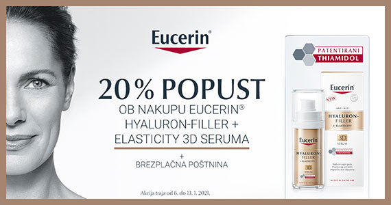 Eucerin Hyaluron-Filler + Elasticity 3D serum vam na voljo 20% ugodneje + brezplačna dostava.