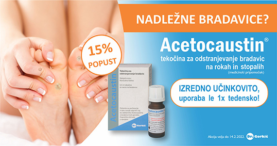 Acetocaustin - tekočina za odstranjevanje bradavic vam je na voljo 15% ugodneje.