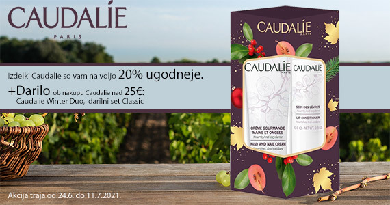 Caudalie vam je na voljo 20% ugodneje + darilo ob nakupu izdelkov Caudalie nad 25€:  Caudalie Winter Duo set.