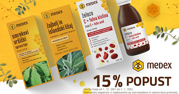Izbrani izdelki Medex so vam na voljo 15% ugodneje.