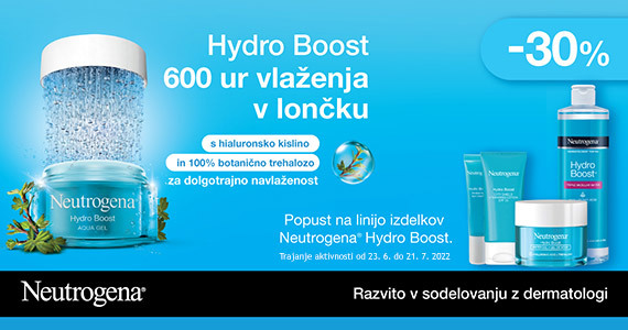Linija izdelkov Neutrogena Hydro Boost vam je na voljo 30% ugodneje.