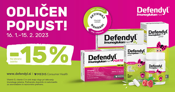 Izbrani izdelki Defendyl so vam na voljo 15% ugodneje.