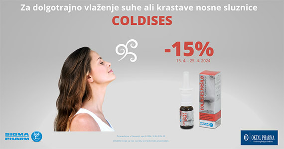 Nega za suho nosno sluznico - Izdelka Coldises in Coldises Sensitiv sta vam na voljo 15% ugodneje.