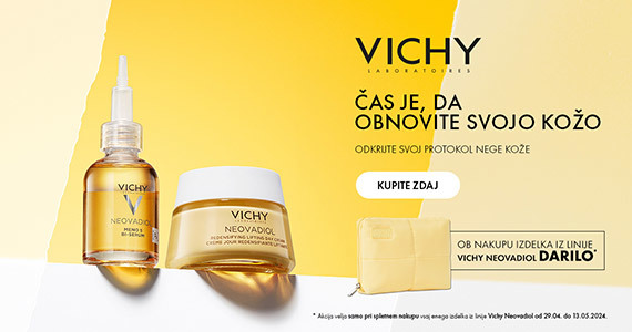 Ob nakupu izbranih izdelkov Vichy prejmete darilo: Kozmetično torbico.