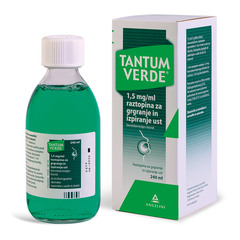 Tantum Verde 1,5 mg/ml, raztopina za grgranje in izpiranje ust 240 ml