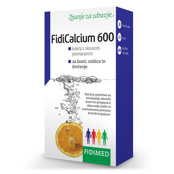 FidiCalcium 600, šumeče tablete (20 tablet)