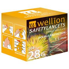Wellion 28G Safety, 200 lancet