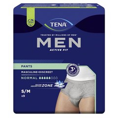 Tena Men Active Fit Pants Normal S / M, inkontinenčne hlačke - sive (9 hlačk)
