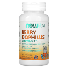 NOW Berry Dophilus, mlečnokislinske bakterije za otroke - žvečljive tablete (60 tablet)