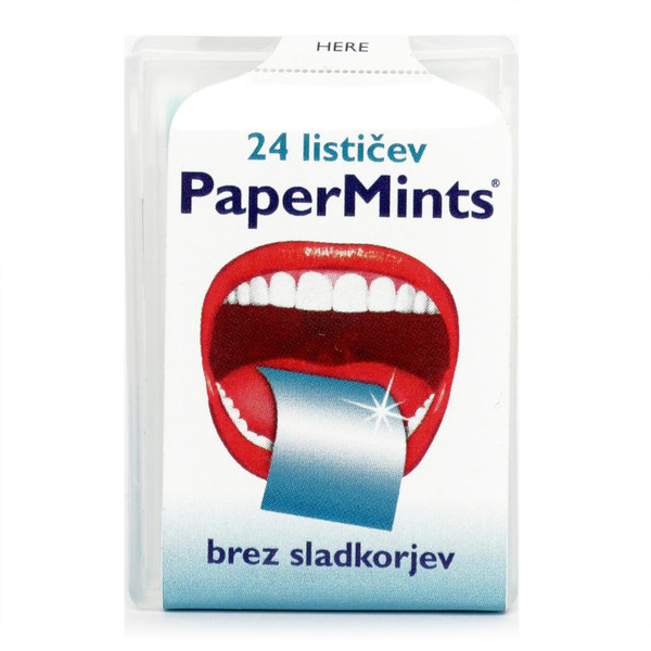 Papermints, osvežilni lističi z okusom mete s sladili (24 lističev)