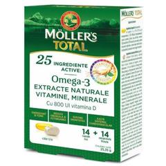 Moller's Total, mehke kapsule in filmsko obložene tablete (14 kapsul + 14 tablet)