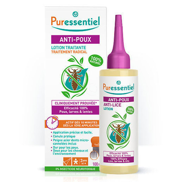 Puressentiel Anti-lice, losjon proti ušem (100 ml + glavnik)