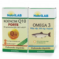 Nutrilab Koencim Q10 Forte in Omega-3 500 mg, paket (2 x 60 kapsul)
