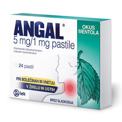 Angal 5 mg/1 mg, pastile z okusom mentola (24 pastil)