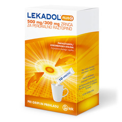 Lekadol plus C 500 mg/300 mg, zrnca za peroralno raztopino (10 vrečic)
