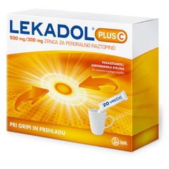 Lekadol plus C 500 mg/300 mg, zrnca za peroralno raztopino (20 vrečic)