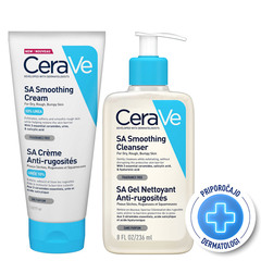 CeraVe SA, paket za nego suhe in grobe kože - krema + gel za čiščenje (177 ml + 236 ml)
