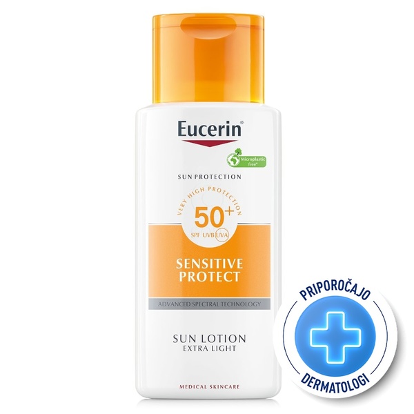 Eucerin Sun Sensitive Protect, ekstra lahek zaščitni losjon ZF 50+ (150 ml)