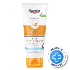 Eucerin Sun Sensitive Protect Kids Dry Touch, kremni gel za zaščito otroške kože pred soncem - ZF50+ (200 ml)