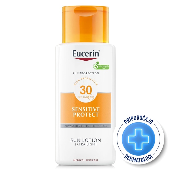 Eucerin Sun Sensitive Protect, ekstra lahek zaščitni losjon ZF 30 (150 ml)