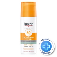  Eucerin Sun Oil Control Dry Touch, obarvan kremni gel za zaščito obraza pred soncem - light - ZF50+ (50 ml)