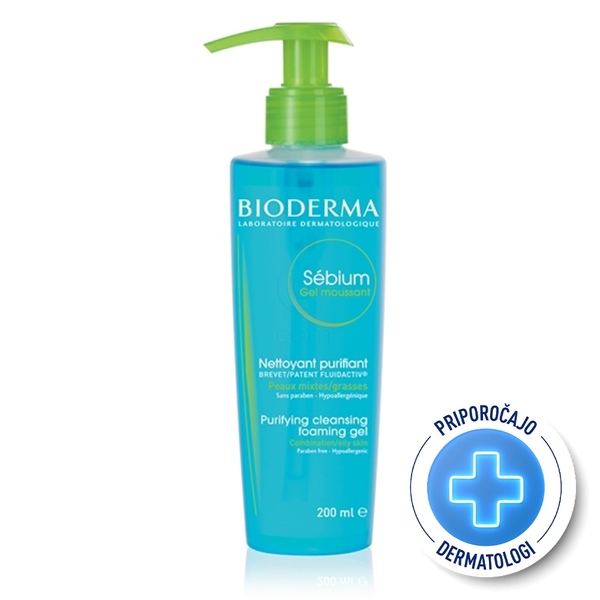 Bioderma Sebium, peneči gel za čiščenje kože (200 ml) 