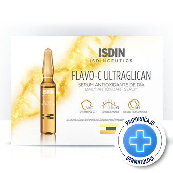 ISDIN Isdinceutics Flavo-C Ultraglican, dnevni antioksidacijski serum - ampule (30 x 2 ml)