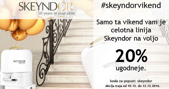 Napovedujemo #skeyndorvikend. V prihajajočem vikendu so vam vsi izdelki Skeyndor na voljo 20% ugodneje. - Slika 1