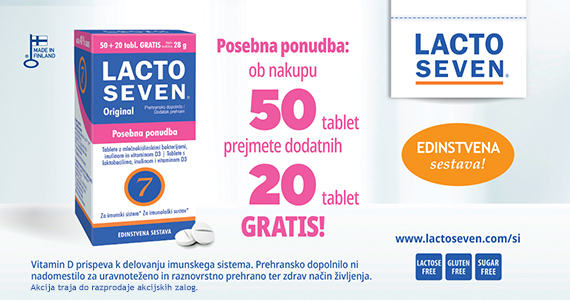 Posebna ponudba: Lactoseven Vitabalans, 50 tablet + Darilo: 20 tablet.