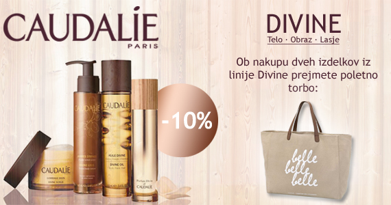 Caudalie Divine vam je na voljo 10% ugodneje, ob nakupu dveh izdelkov pa prejmete še darilo!