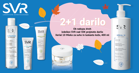 Ob nakupu dveh izdelkov SVR nad 30€ prejmete darilo: Xerial 10 Mleko za suho in luskasto kožo.