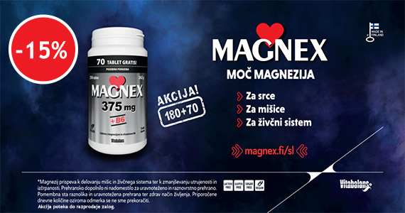 Magnex 375 mg + B6 paket (180 tablet + 70 tablet) vam je na voljo 15% ugodneje.