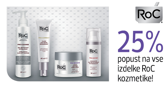 Kozmetika RoC vam je v mesecu februarju na voljo 25% ugodneje.