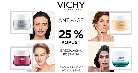 Vichy vam podarja 25% popust na anti-age izdelke + Brezplačno dostavo.