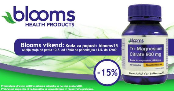 Blooms vikend - vsi izdelki Blooms so vam ta vikend na voljo 15% ugodneje. Koda za popust: blooms15.