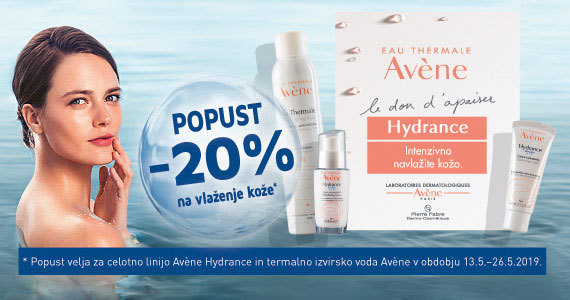 Osvežite vašo kožo s termalno vodo Avene in Avene Hydrance, sedaj 20% ugodneje.