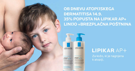Ob dnevu atopijskega dermatitisa vam La-Roche Posay podarja 35% popust na Lipikar AP+ linijo + Brezplačno poštnino.”