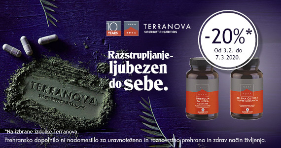 Izbrani izdelki za razstrupljanje Terranova so vam na voljo 20% ugodneje.