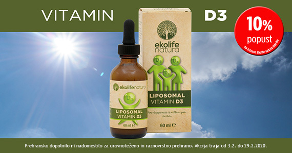Ekolife Natura liposomski Vitamin D3 vam je na voljo 10% ugodneje.