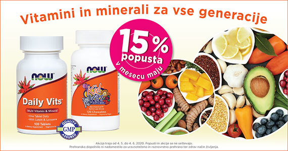 Vitamini in minerali za vse generacije, izbrani izdelki NOW so vam na voljo 15% ugodneje.