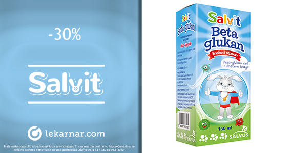 Salvit Beta Glukan tekočina vam je na voljo 30% ugodneje.