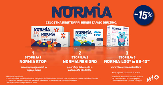 Vsi izdelki Normia so vam na voljo 15% ugodneje.