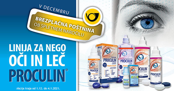 V mesecu decembru vam nudimo brezplačno dostavo ob spletnem naročilu izdelkov Proculin.