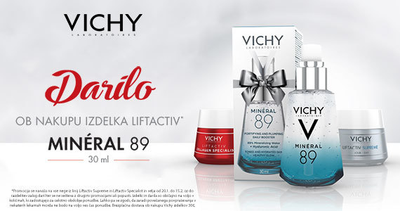 Ob nakupu izdelkov Vichy Liftactiv Supreme in Specialist prejmete darilo: Vichy Mineral 89 (30 ml) + Brezplačno dostavo ob nakupu Vichy nad 30€.
