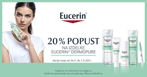Vsi izdelki Eucerin DermoPURE so vam na voljo 20% ugodneje.